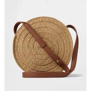 GAP Round Straw Crossbody Bag in Natural Boho Minimalist NEW MSRP $39.99